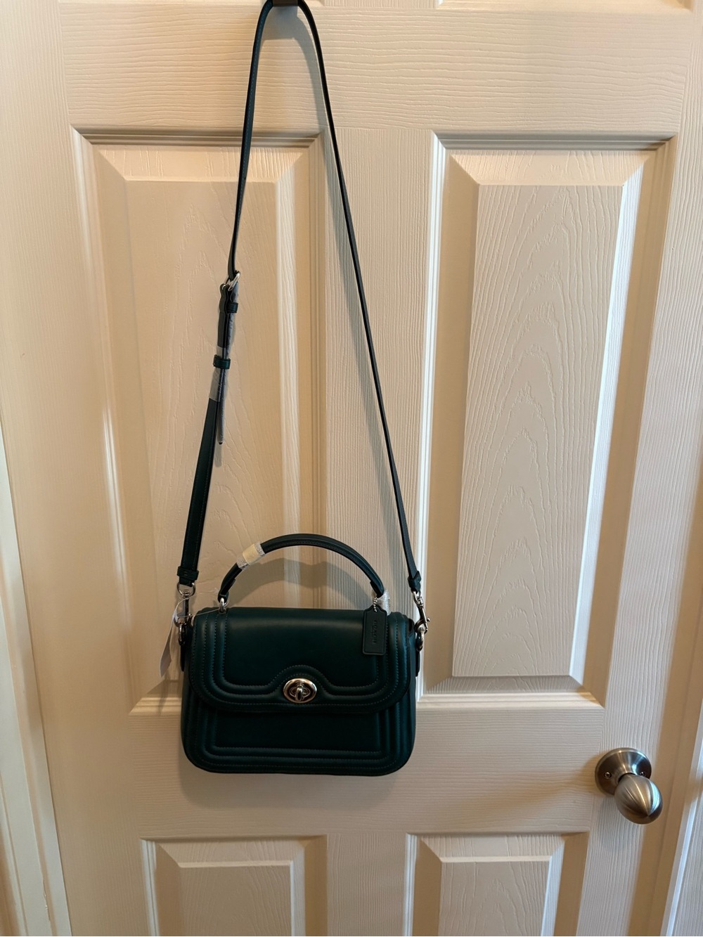 Coach Green Leather Top Handle Crossbody Bag